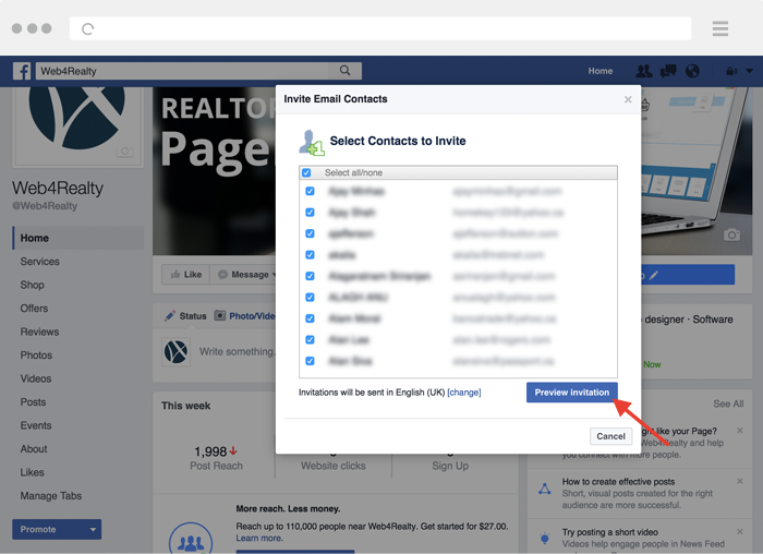 setting up realtor facebook page